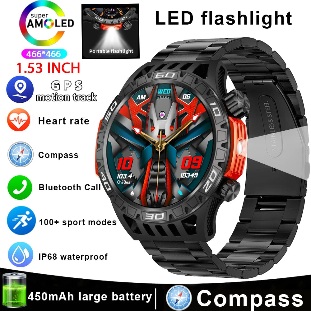Smart Watch Men With LED Lighting Compass Sports Fitness Tracker Watch IP68 Waterproof Bluetooth Talk SmartWatch For Android IOS WSJIT