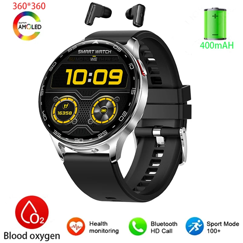 2025 New Smart Watch TWS 2-in-1 Bluetooth Earphones 1.39 inch Full Touch Screen HIFI 9D Sound Quality Sports Health Monitoring WSJIT
