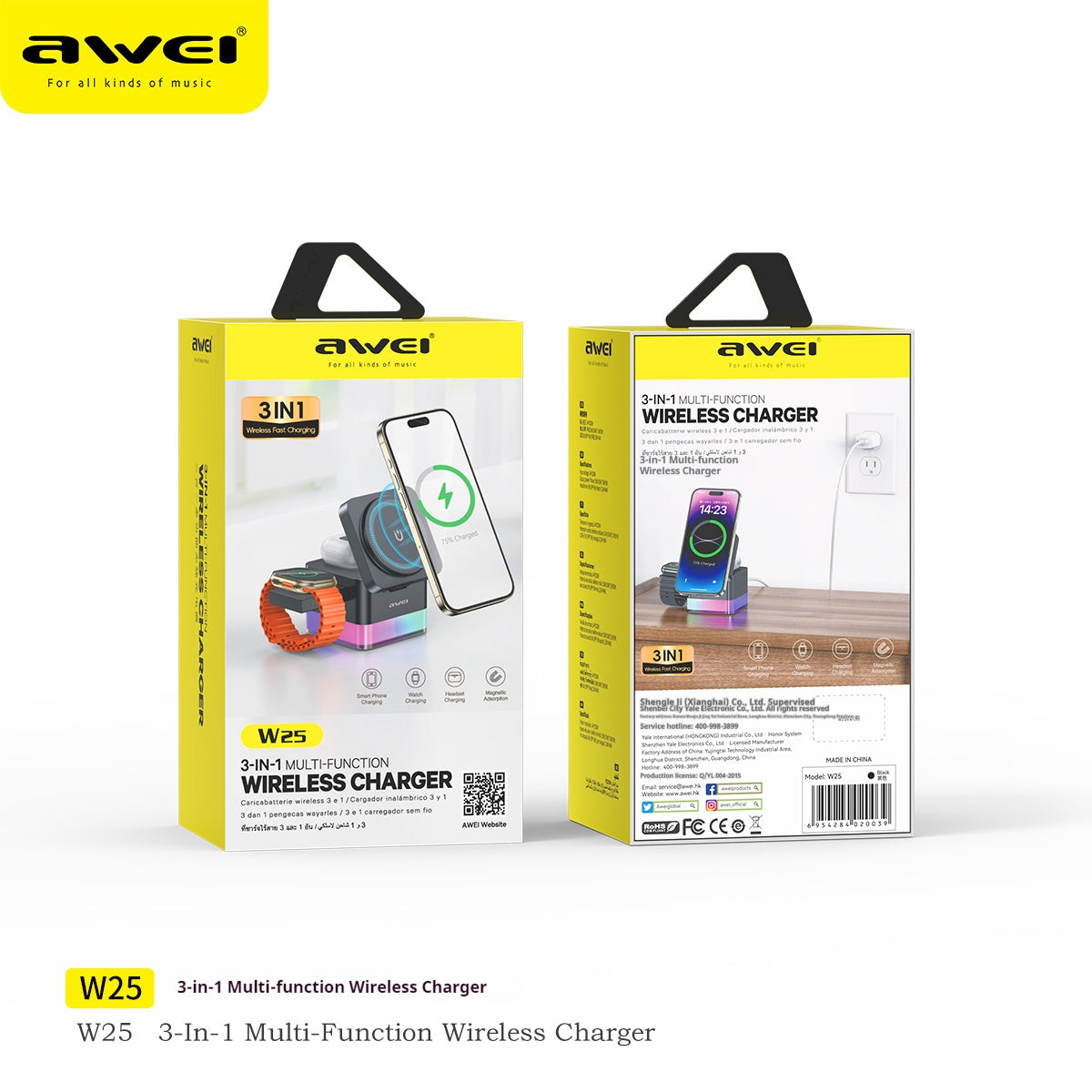 AWEI 3-in-1 Multi-function Wireless Charger CJ Dropshipping