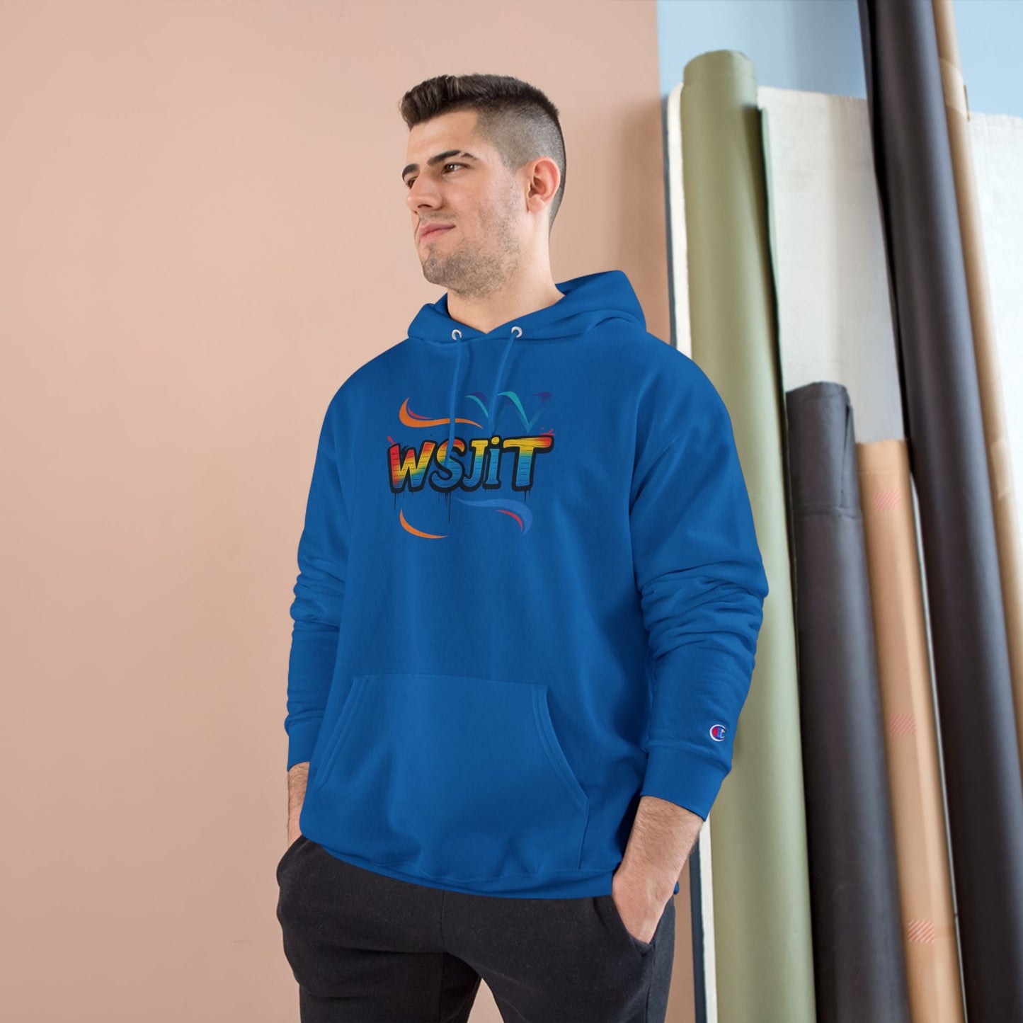Vibrant Art Champion Hoodie, Colorful Pullover, Unisex Streetwear, Gift for Artists, Casual Sweatshirt, Graphic Clothing Printify
