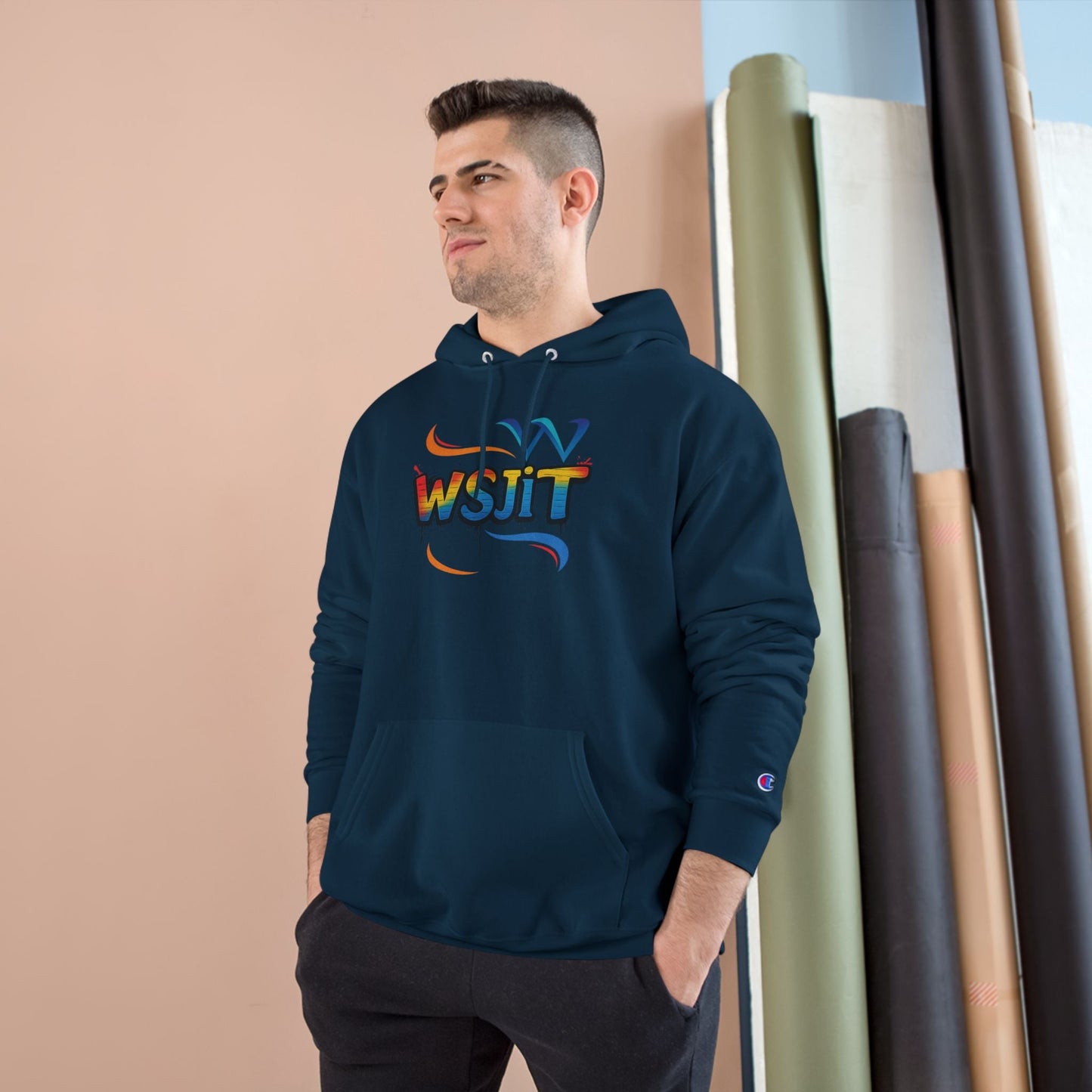 Vibrant Art Champion Hoodie, Colorful Pullover, Unisex Streetwear, Gift for Artists, Casual Sweatshirt, Graphic Clothing Printify