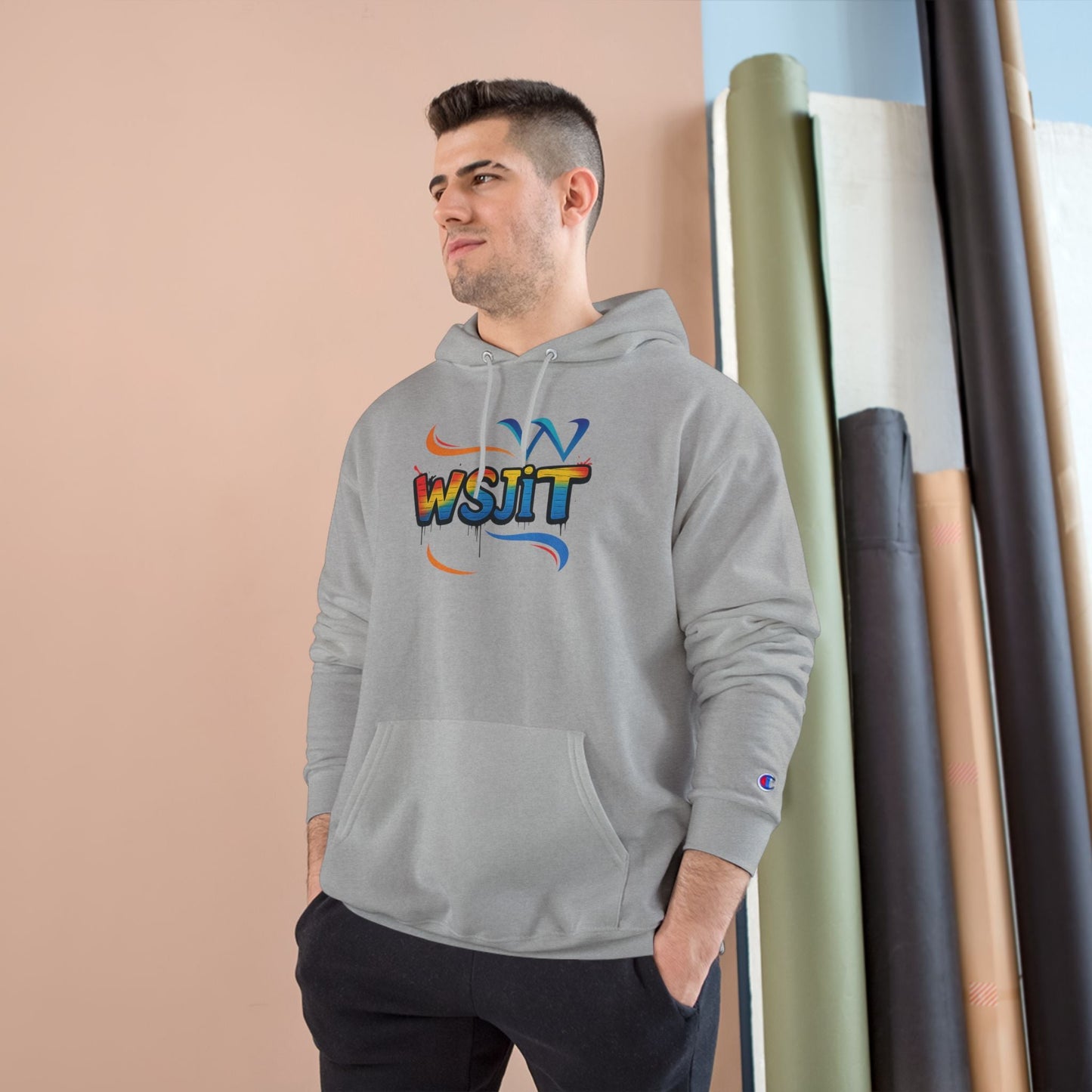 Vibrant Art Champion Hoodie, Colorful Pullover, Unisex Streetwear, Gift for Artists, Casual Sweatshirt, Graphic Clothing Printify