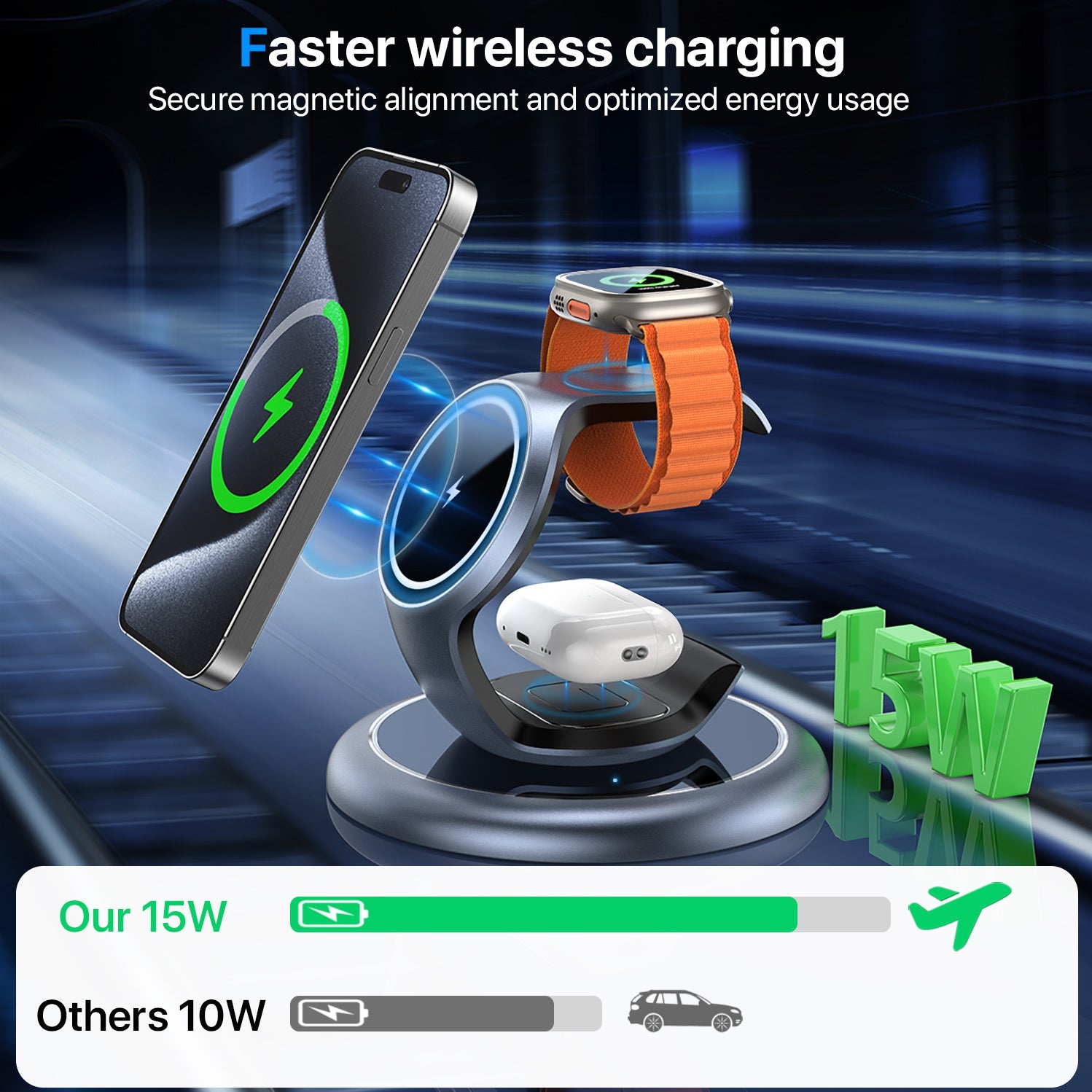 3-in-1 Magsafe Charger Wireless Charging Station For Multiple Devices CJ Dropshipping