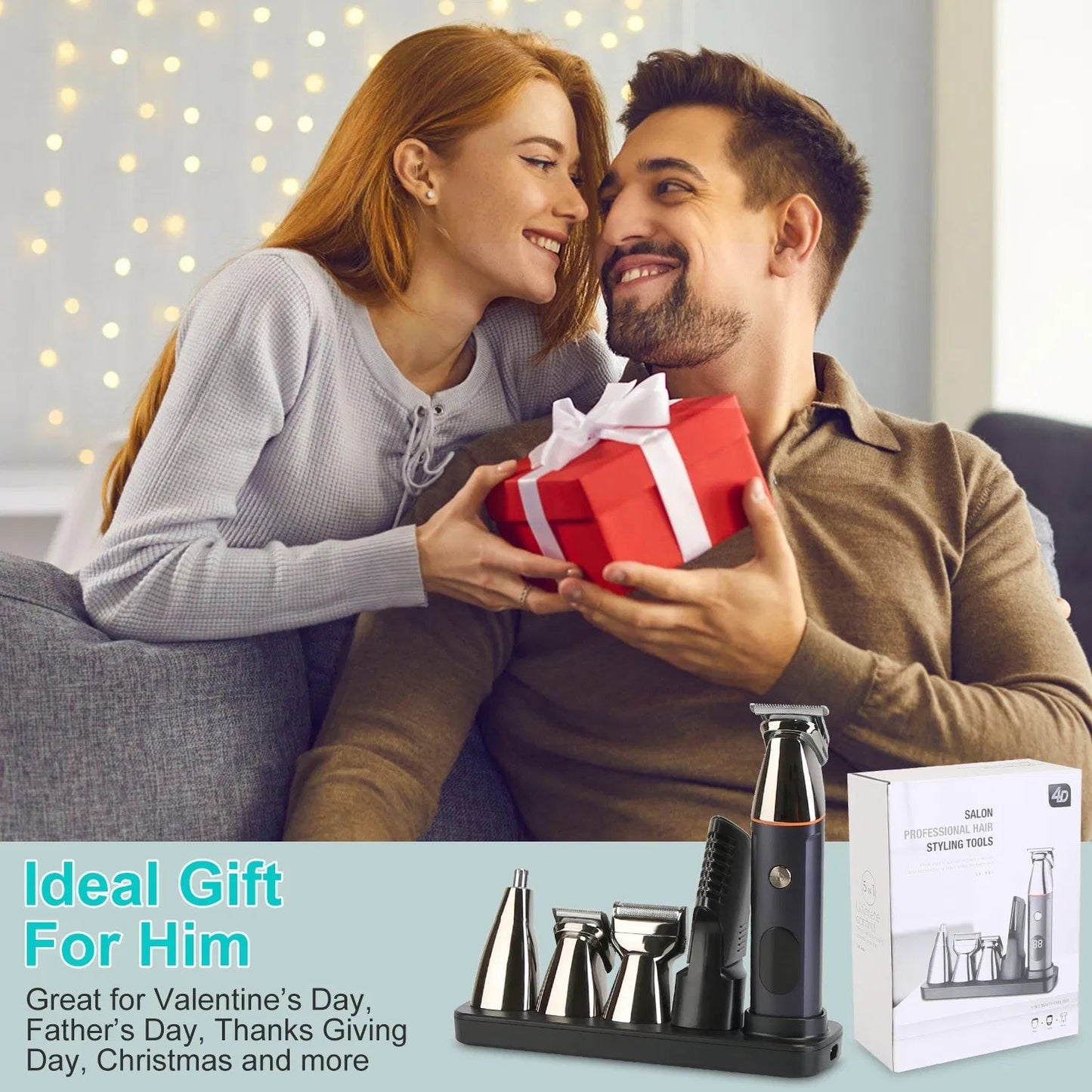 All In One Beard Trimmer For Men With 5 Trimmer Heads IPX5 Waterproof Electric Razor For Face Nose Body Beard Cordless Hair Shaver Clipper Grooming Kit For Men Husband Father CJ Dropshipping