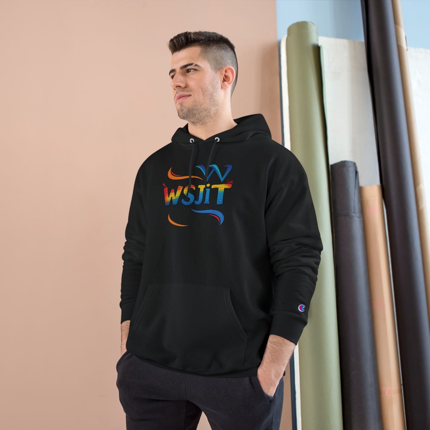 Vibrant Art Champion Hoodie, Colorful Pullover, Unisex Streetwear, Gift for Artists, Casual Sweatshirt, Graphic Clothing Printify