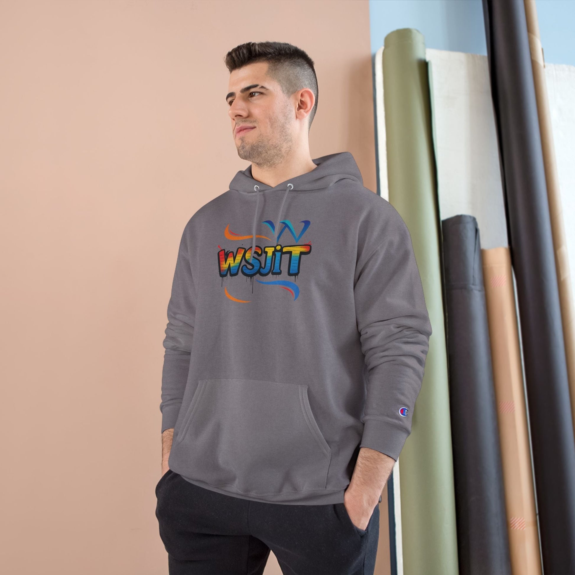 Vibrant Art Champion Hoodie, Colorful Pullover, Unisex Streetwear, Gift for Artists, Casual Sweatshirt, Graphic Clothing Printify