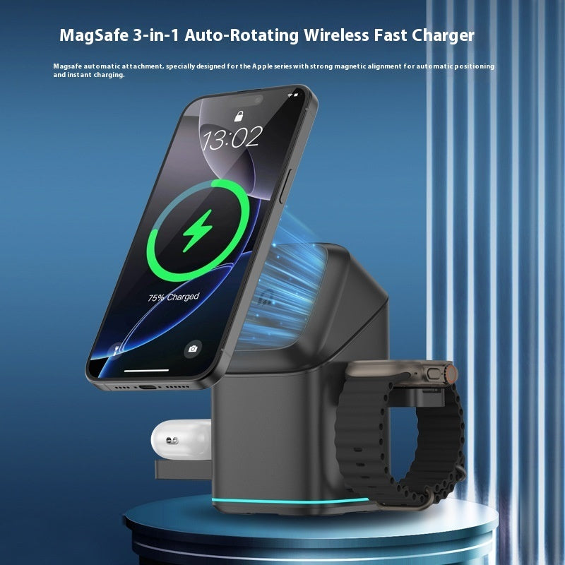 Three-in-one Electric Mobile Phone Magnetic Wireless Charging Stand CJ Dropshipping