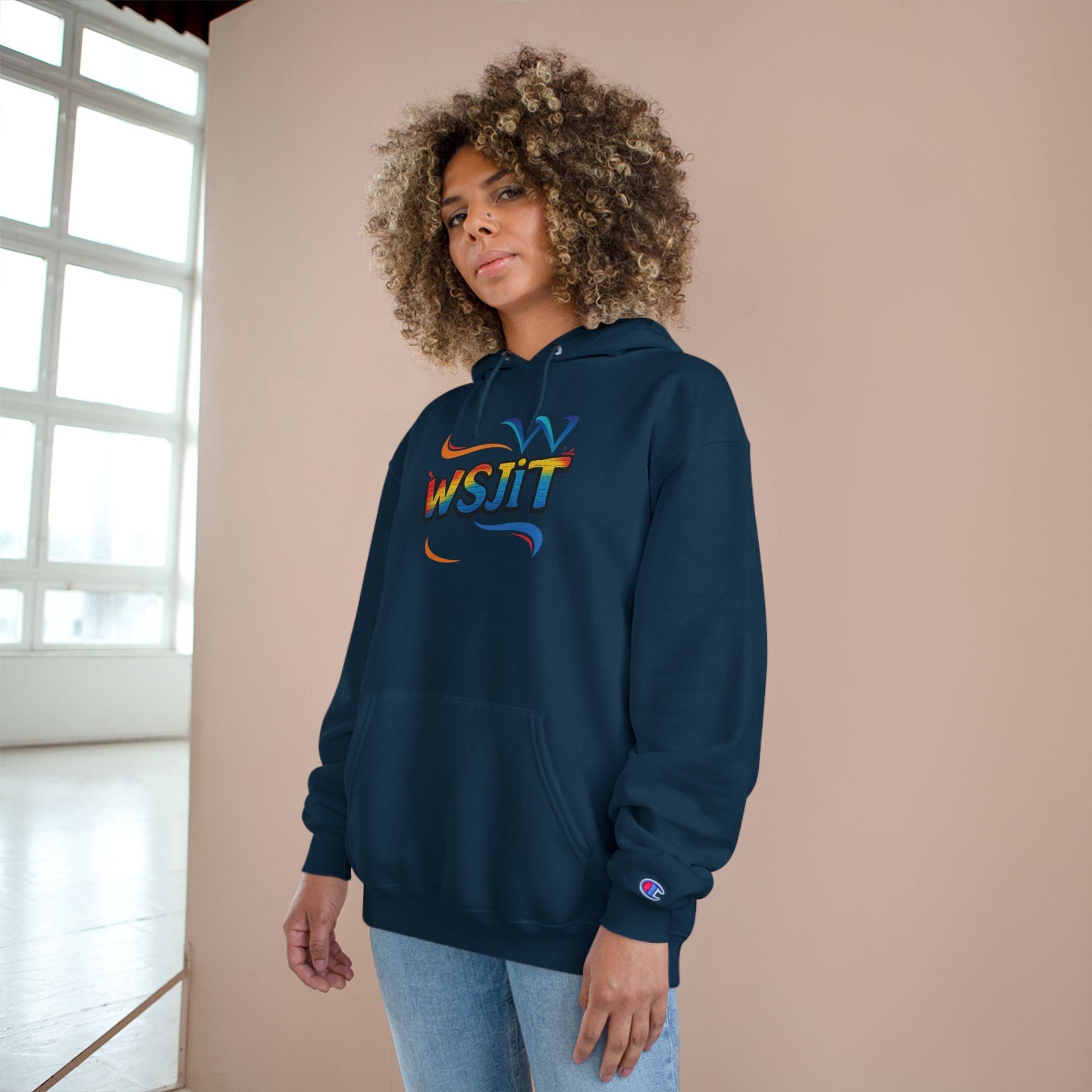 Vibrant Art Champion Hoodie, Colorful Pullover, Unisex Streetwear, Gift for Artists, Casual Sweatshirt, Graphic Clothing Printify