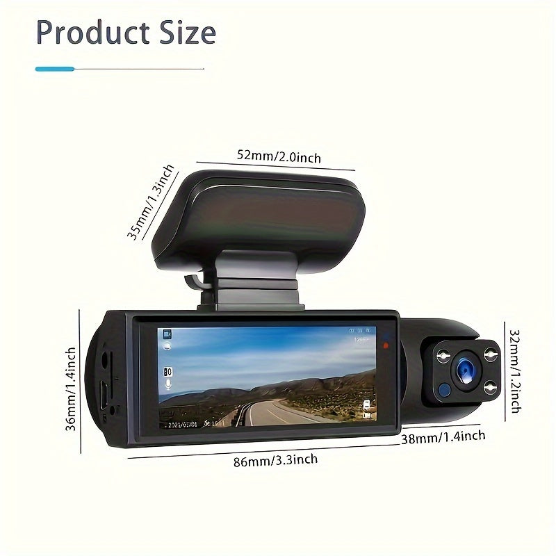 1080P Dual-Lens Car Dash Cam with Night Vision-2