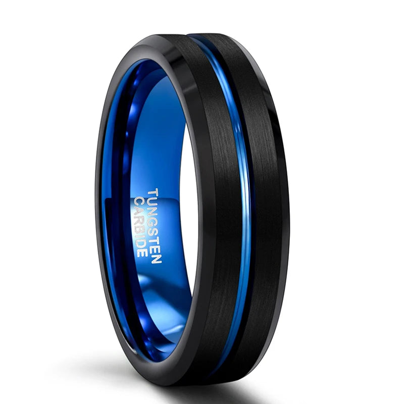 TIGRADE 6/8/10mm Blue&Black Mens Tungsten Carbide Ring Blue Line Design For Women Wedding Engagement Rings Fashion Size 6 -17 WSJIT