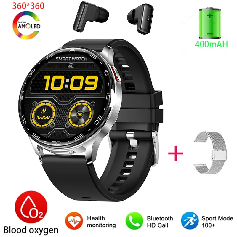 2025 New Smart Watch TWS 2-in-1 Bluetooth Earphones 1.39 inch Full Touch Screen HIFI 9D Sound Quality Sports Health Monitoring WSJIT