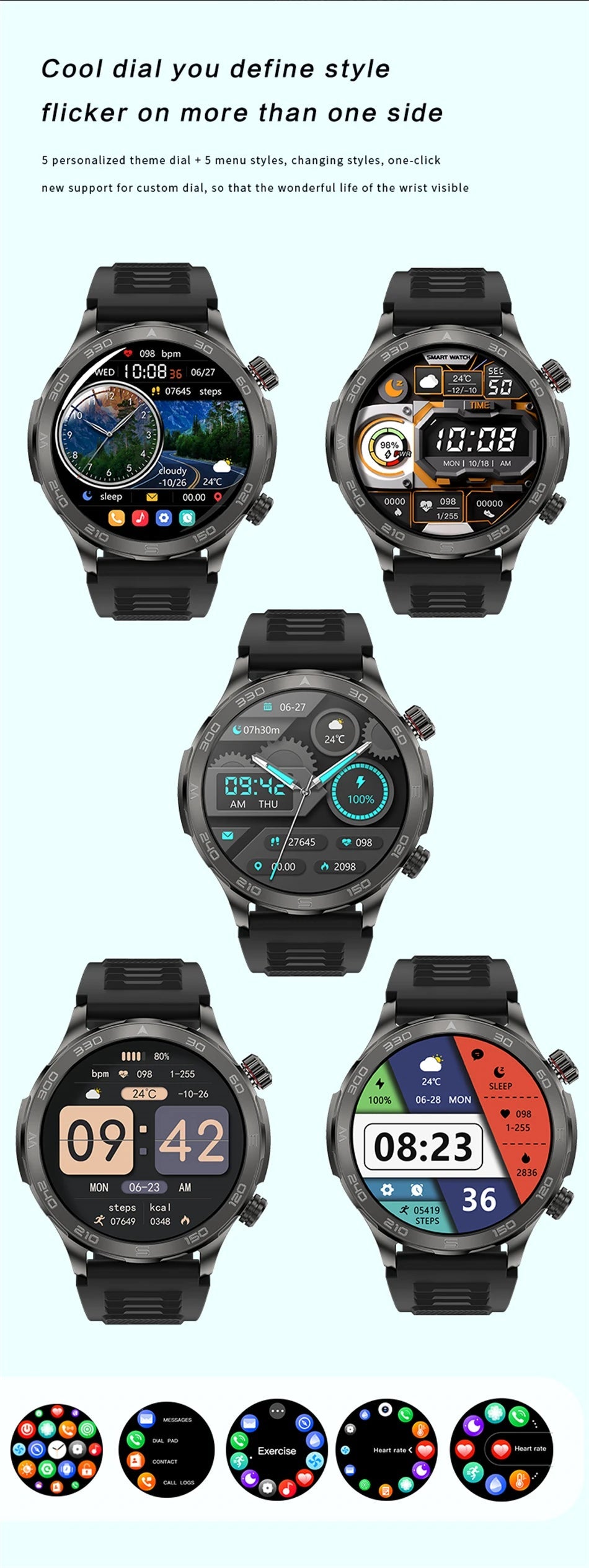 2025 New Bluetooth Call Smart Watch Men For Huawei AMOLED HD Large Screen Heart Rate NFC IP68 Waterproof GPS Sports Smart Watch WSJIT