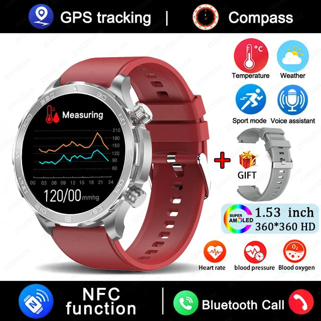 2025 New Bluetooth Call Smart Watch Men For Huawei AMOLED HD Large Screen Heart Rate NFC IP68 Waterproof GPS Sports Smart Watch WSJIT