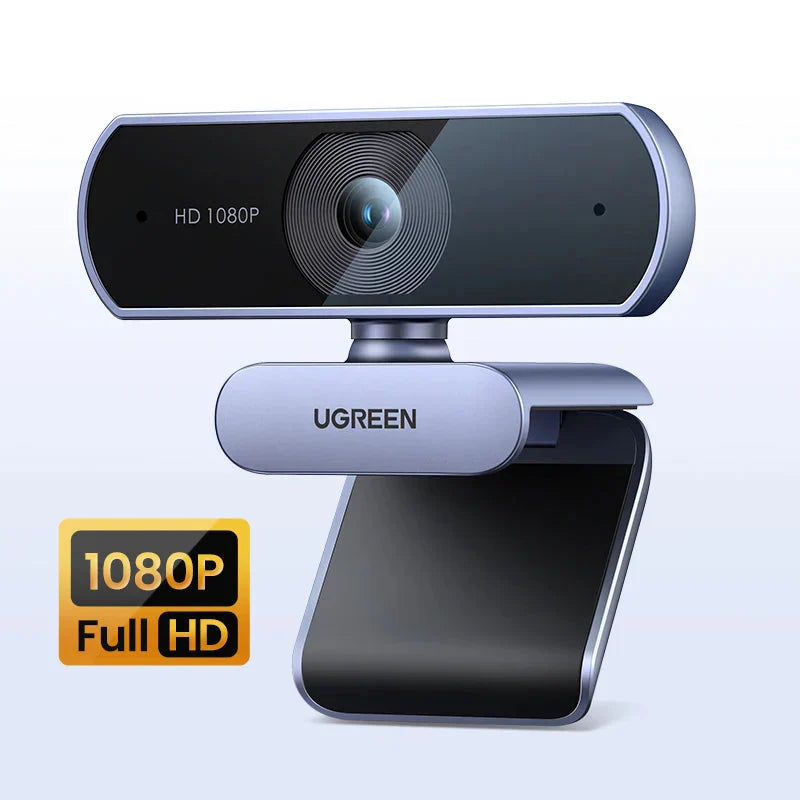 1080P HD Webcam Dual Mics Auto Light Correction Black-1