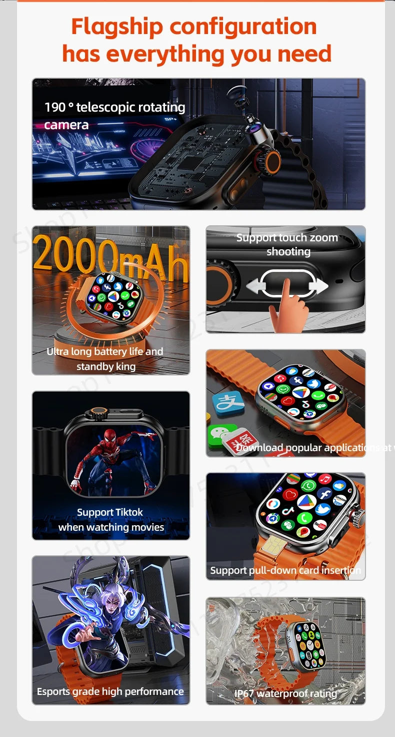 ZestBolt CD12 Smartwatch Android 12.0 5G LTE Sim Card Rotary Camera 2.26-inch Amoled 490*580 HD Screen 2080Mah Smart Watch WSJIT