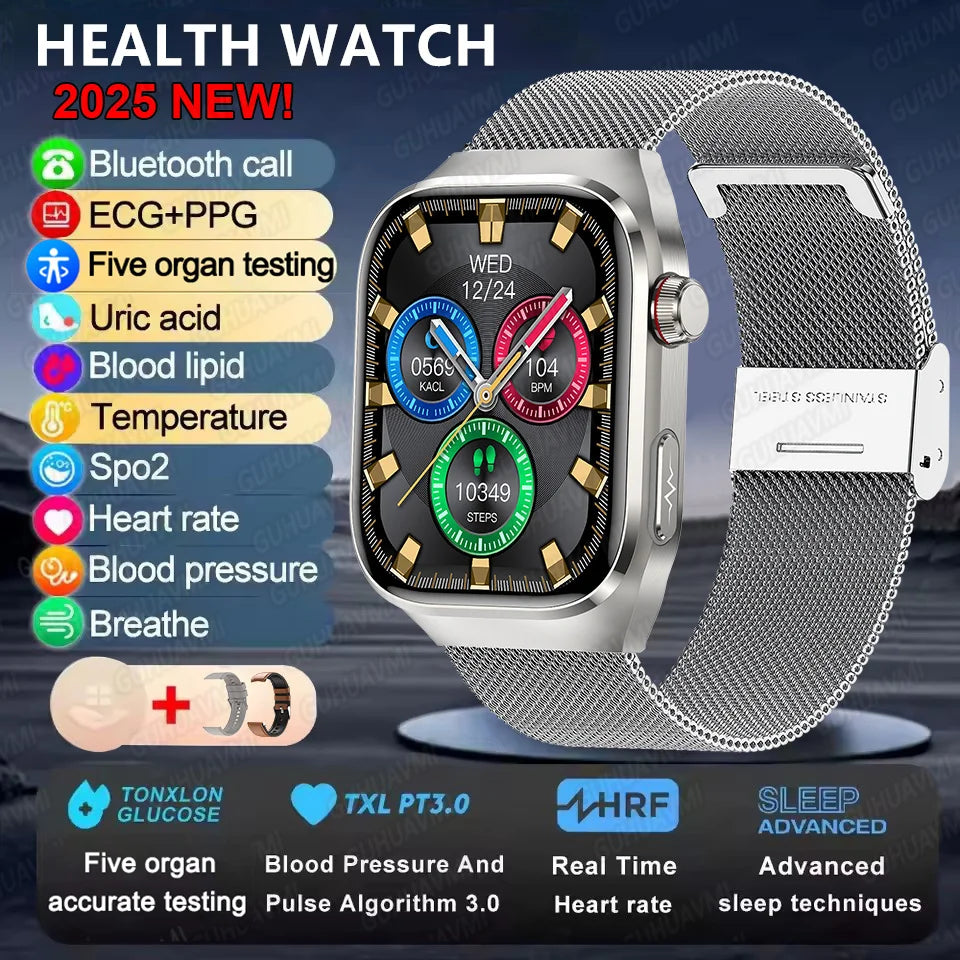 2025New Micro Physical Examination Smart Watch For Men Uric Acid Body Fat Five Organ Health Watches Bluetooth Call SmartBracelet WSJIT