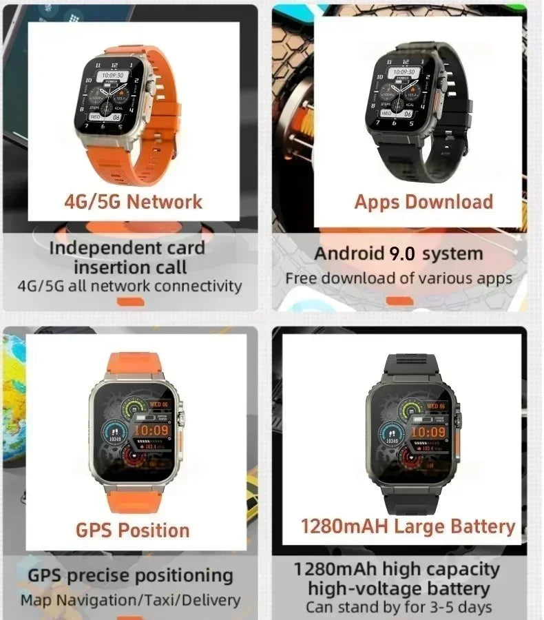 Original 4G Smartwatch CDS9 S9 S10 Ultra Rotary Camera GPS WIFI Heart Rate Tracker 256GB Storage Download Apps Sport Smart Watch WSJIT