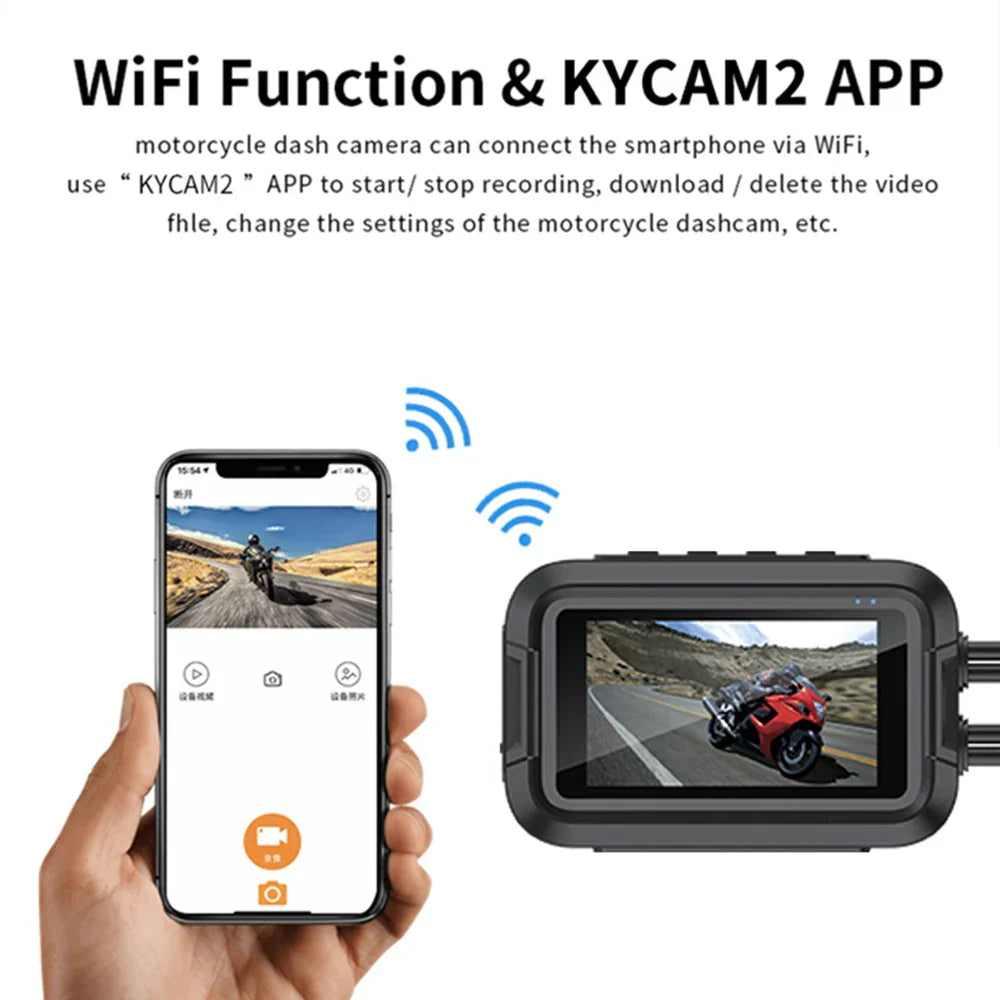 Dual 1080P Motorcycle Cam WiFi + GPS 64 GB Black-4