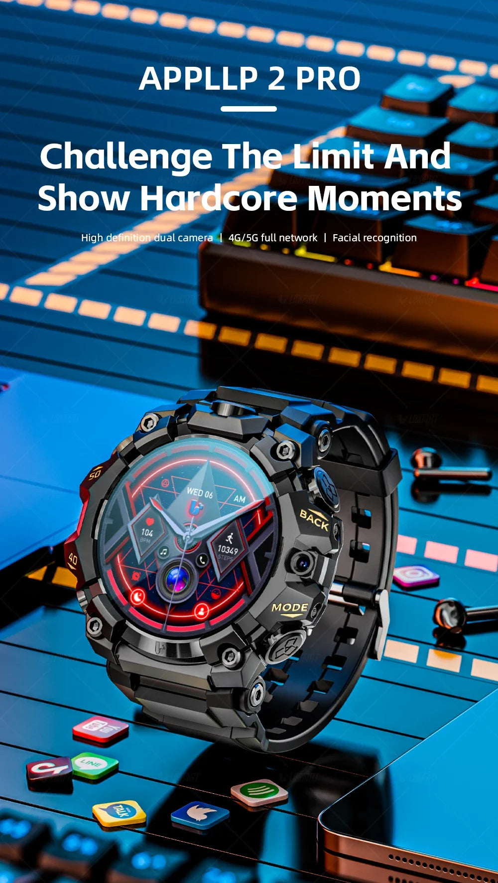 2025 New LOKMAT Sport 4G Android Smartwatches, SIM Card 4GB+64GB HD Dual Camera Video Call GPS NFC Wifi Fitness Phone Watch WSJIT