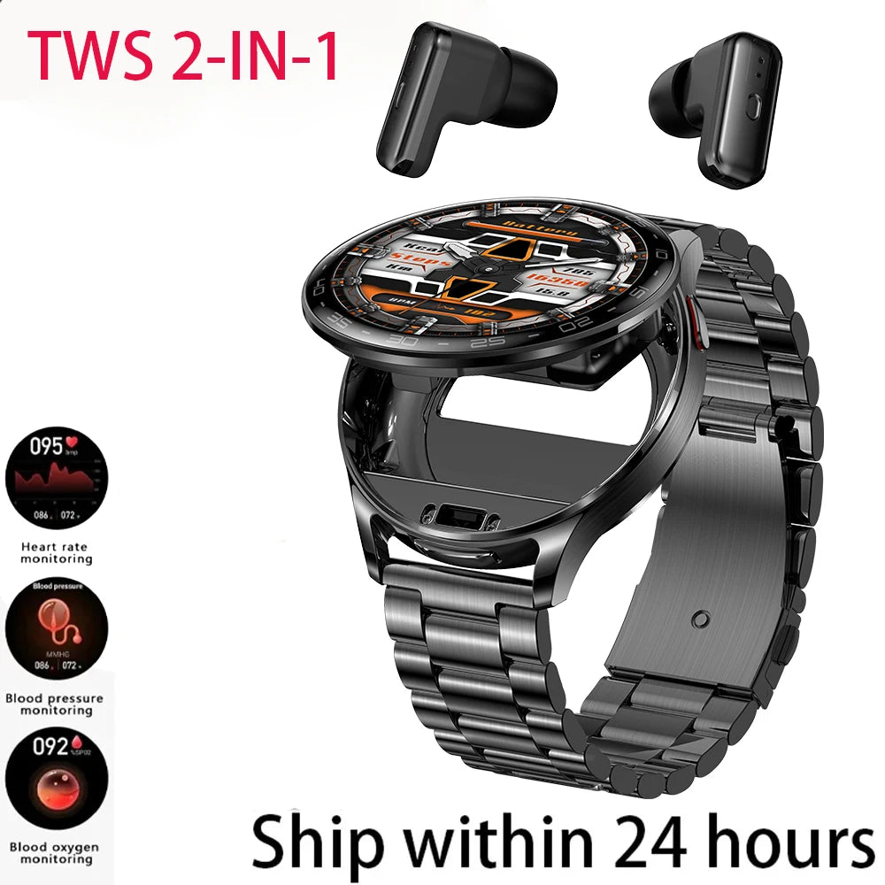 2025 New Smart Watch TWS 2-in-1 Bluetooth Earphones 1.39 inch Full Touch Screen HIFI 9D Sound Quality Sports Health Monitoring WSJIT