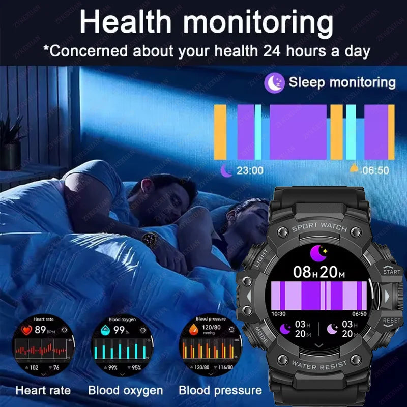 2025 Rugged Sport Smart Watch Bluetooth Calls Colorful Waterproof Military Smartwatches with Flashlight SOS COMPASS for Phone WSJIT