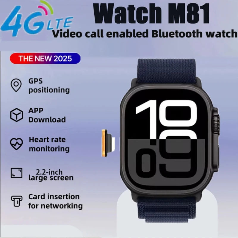 The 2025 m81 Smart Watch unites Android S10 OS 4G All Network strength SIM Card flexibility and precise GPS Map navigation WSJIT