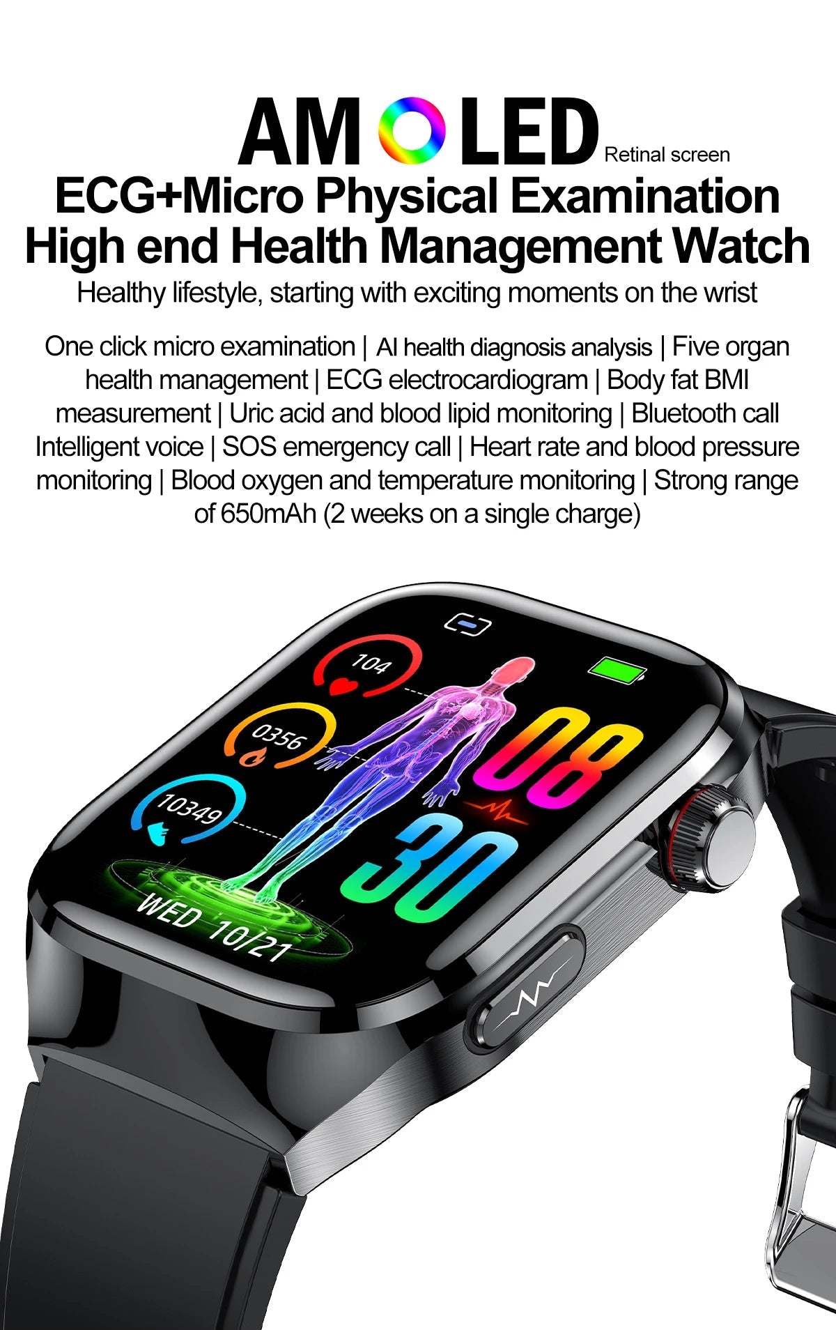 2025New Micro Physical Examination Smart Watch For Men Uric Acid Body Fat Five Organ Health Watches Bluetooth Call SmartBracelet WSJIT