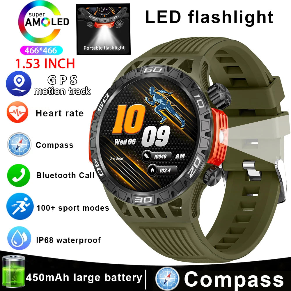 Smart Watch Men With LED Lighting Compass Sports Fitness Tracker Watch IP68 Waterproof Bluetooth Talk SmartWatch For Android IOS WSJIT