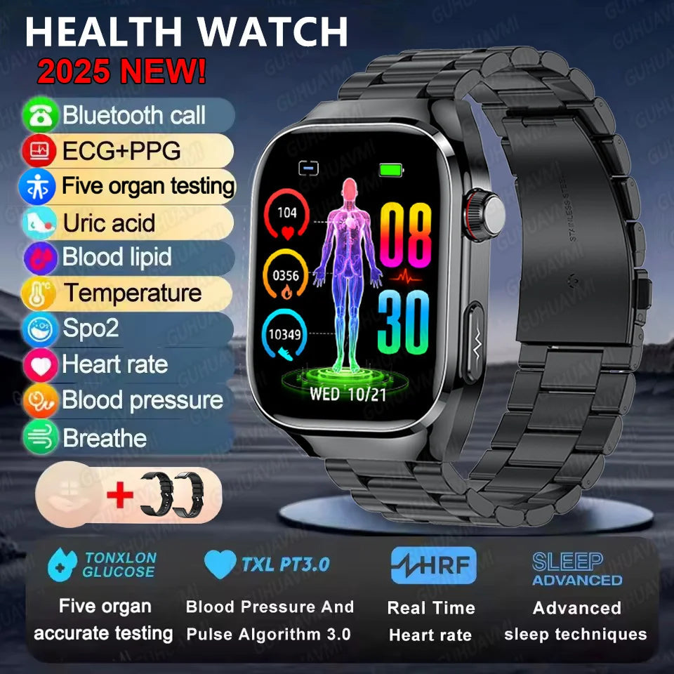 2025New Micro Physical Examination Smart Watch For Men Uric Acid Body Fat Five Organ Health Watches Bluetooth Call SmartBracelet WSJIT
