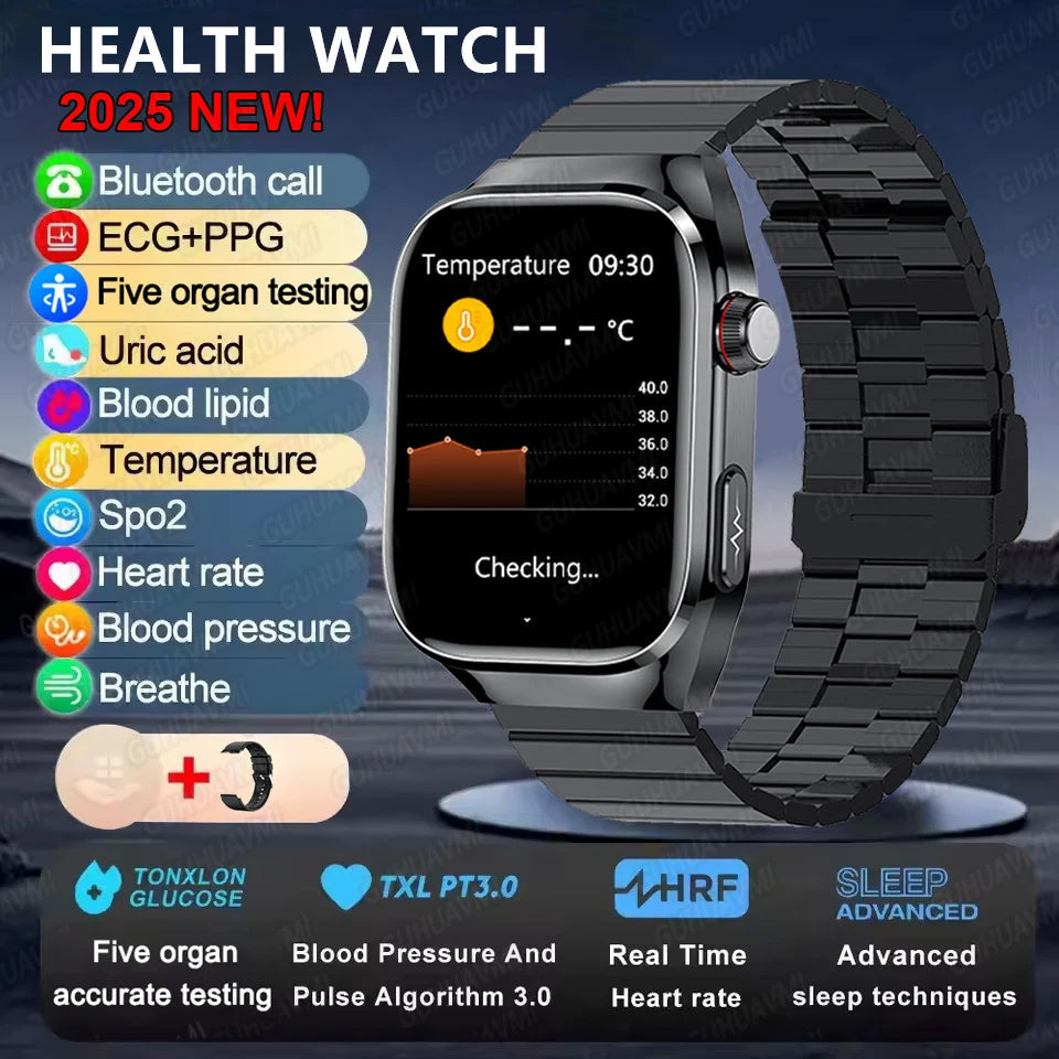2025New Micro Physical Examination Smart Watch For Men Uric Acid Body Fat Five Organ Health Watches Bluetooth Call SmartBracelet WSJIT
