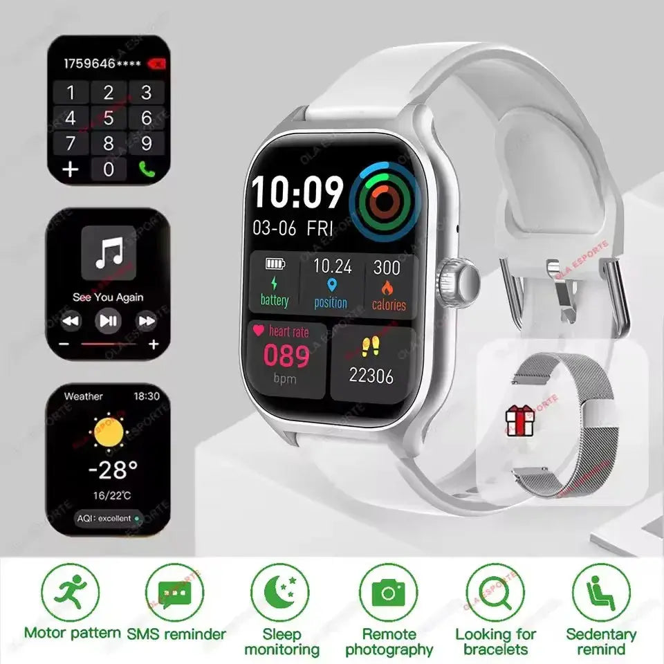 New Smart Watch 2.01 Inch HD Display Answer Make Call Message Preview Sport Modes DIY Dial Weather Forecast For Men Women WSJIT