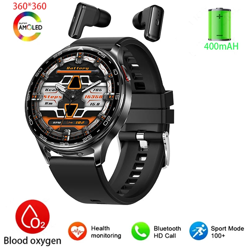 2025 New Smart Watch TWS 2-in-1 Bluetooth Earphones 1.39 inch Full Touch Screen HIFI 9D Sound Quality Sports Health Monitoring WSJIT