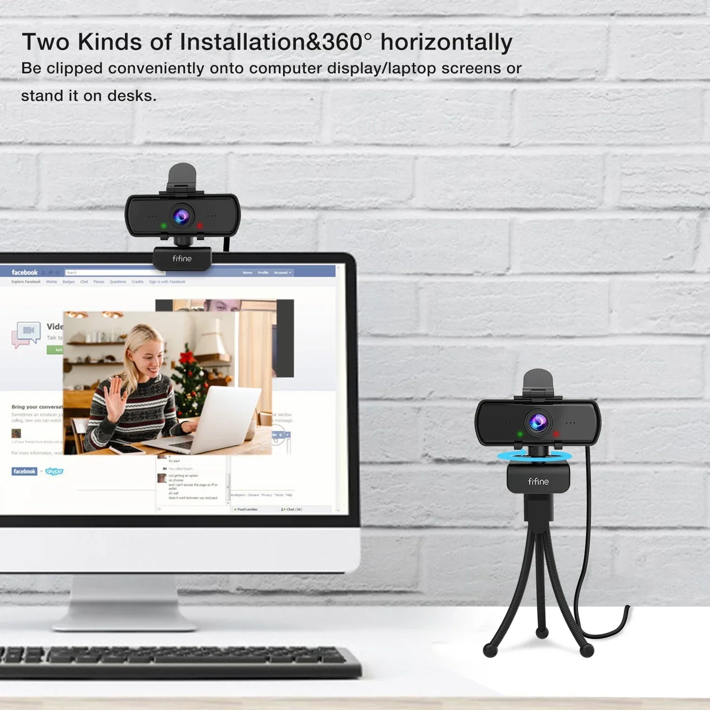 1440p Full HD USB Webcam with Microphone Tripod Black-4
