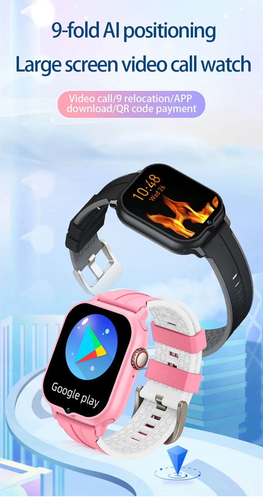 2025 New Smart Watch Android 9.0 Children Phone Watch Sim Card 2+32gb Video Call Wifi Internet GPS Location Tracker Boy Girl SOS WSJIT