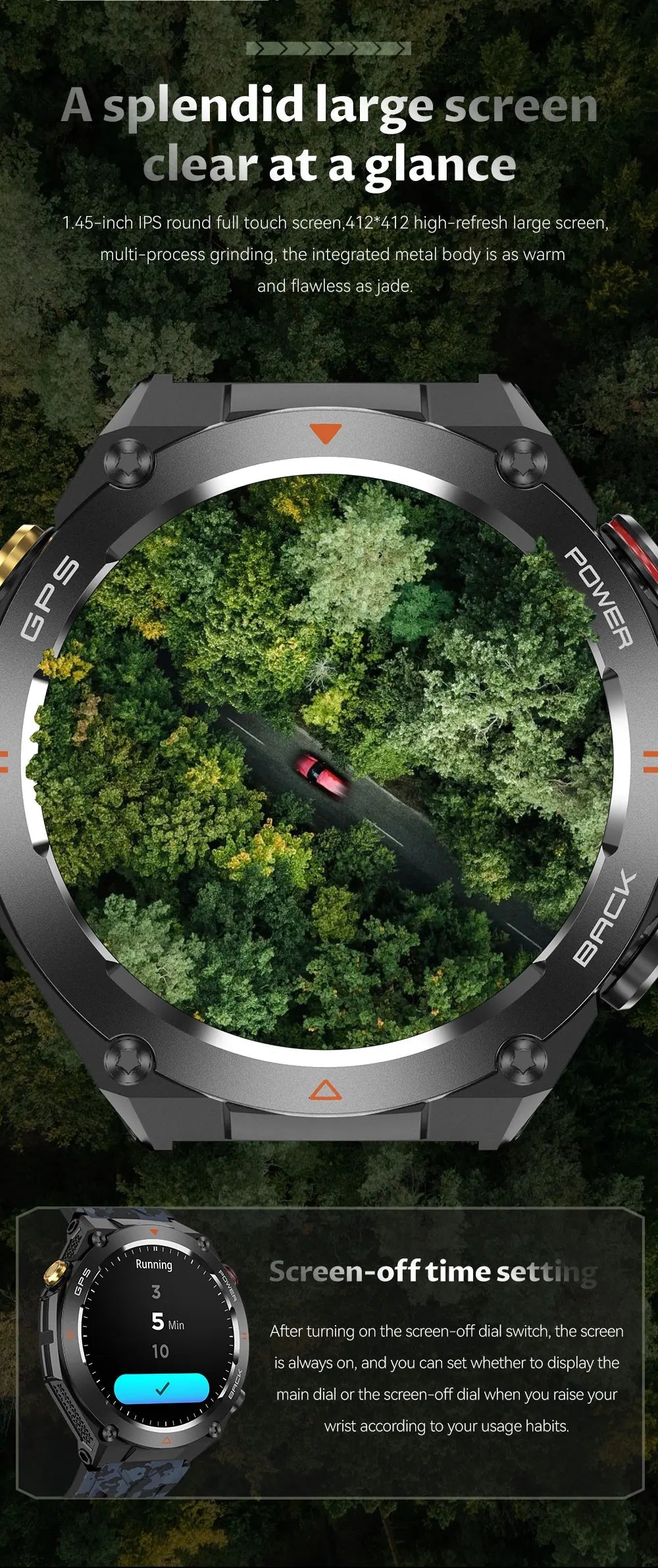 2025 New GPS Smart Watch 1.45" Ultra HD Display Built-in GPS & Compass Make/Receive Phone Calls Smart Bracelet 650mAh Battery WSJIT