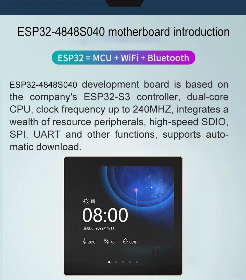 ESP32-S3 Development Board WiFi BT 4 Inch IPS Touch Screen for Arduino LVGL IOT ESP32 86 Box Central Centrol WSJIT