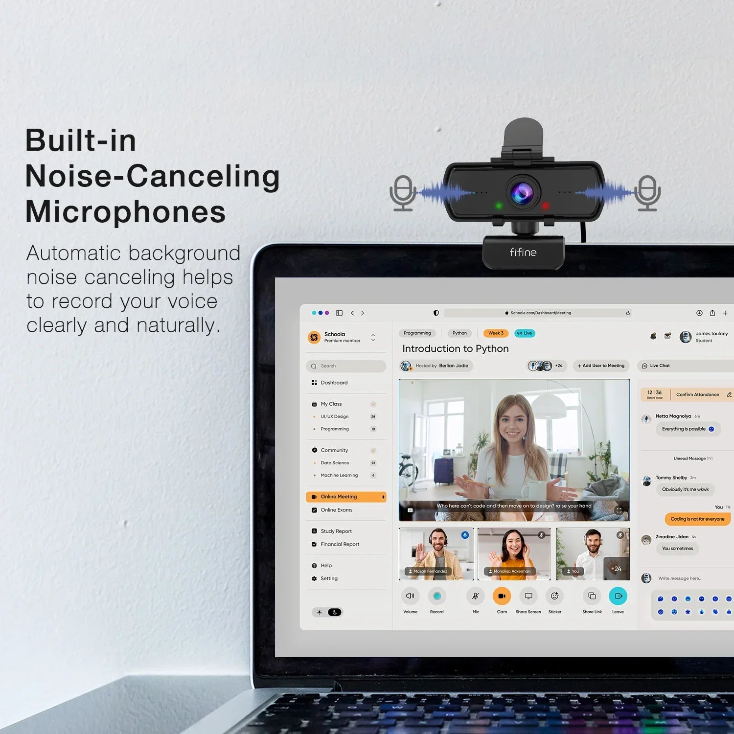 1440p Full HD USB Webcam with Microphone Tripod Black-2