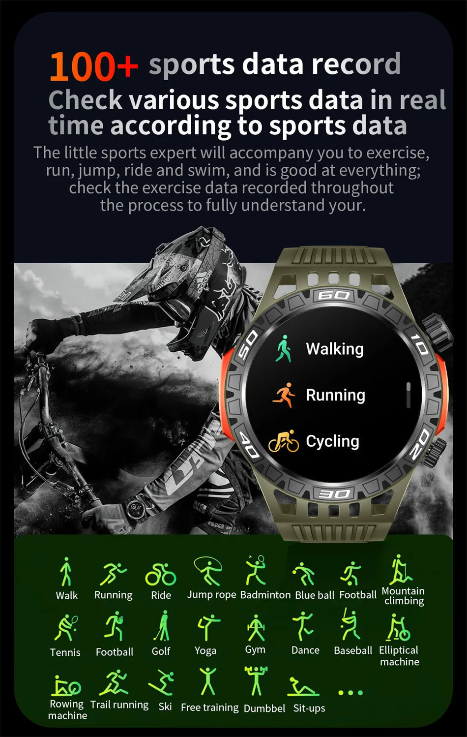 Smart Watch Men With LED Lighting Compass Sports Fitness Tracker Watch IP68 Waterproof Bluetooth Talk SmartWatch For Android IOS WSJIT