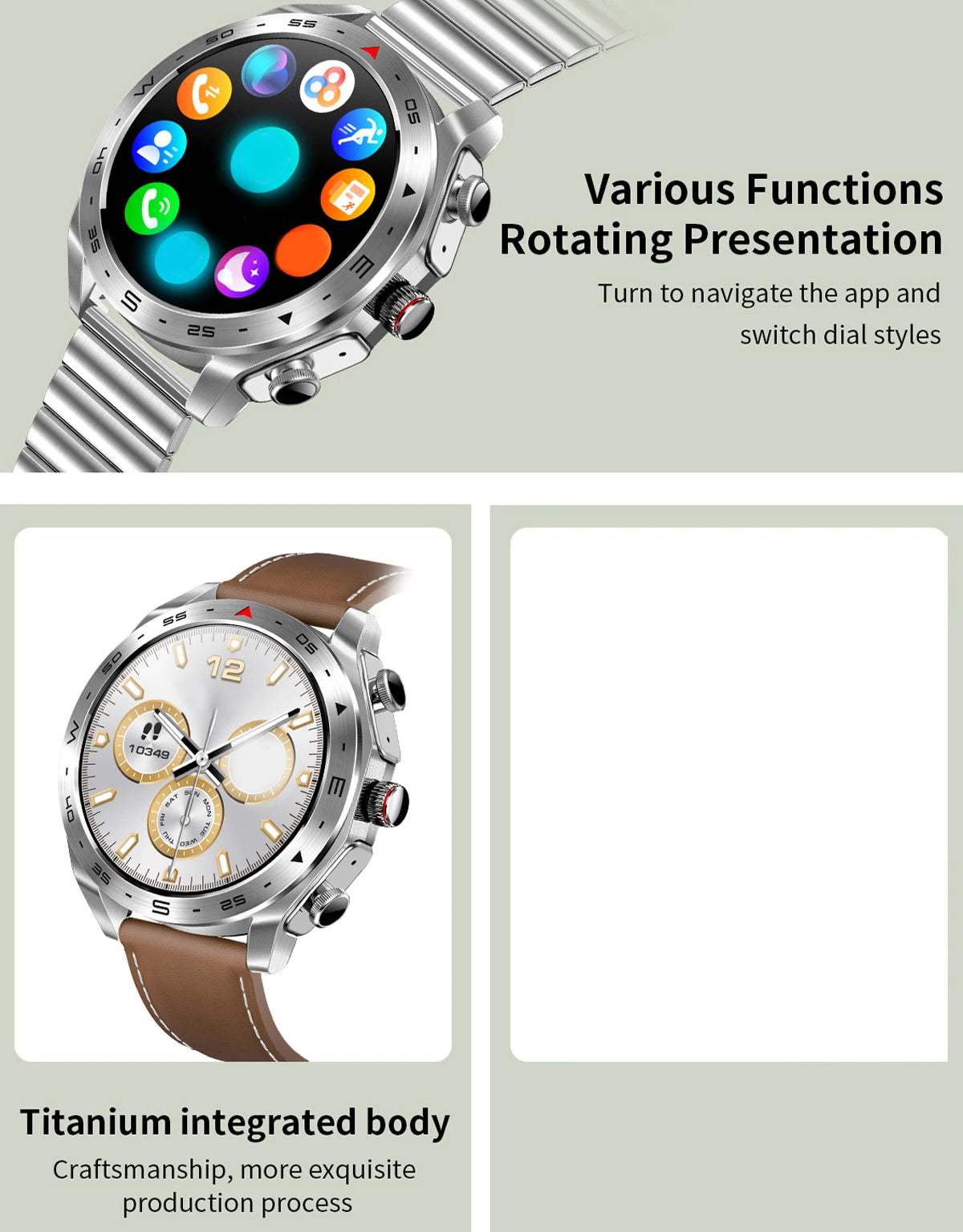 Men's super smart watch with 400mAh large battery and stainless steel body sturdy and durable with Bluetooth calling function WSJIT