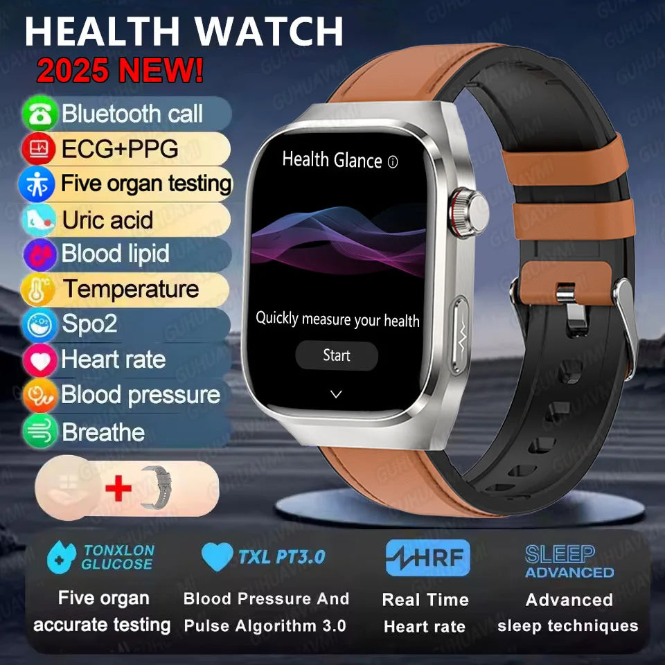 2025New Micro Physical Examination Smart Watch For Men Uric Acid Body Fat Five Organ Health Watches Bluetooth Call SmartBracelet WSJIT