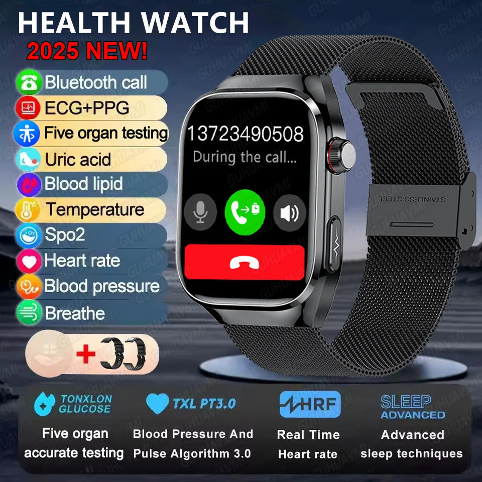 2025New Micro Physical Examination Smart Watch For Men Uric Acid Body Fat Five Organ Health Watches Bluetooth Call SmartBracelet WSJIT