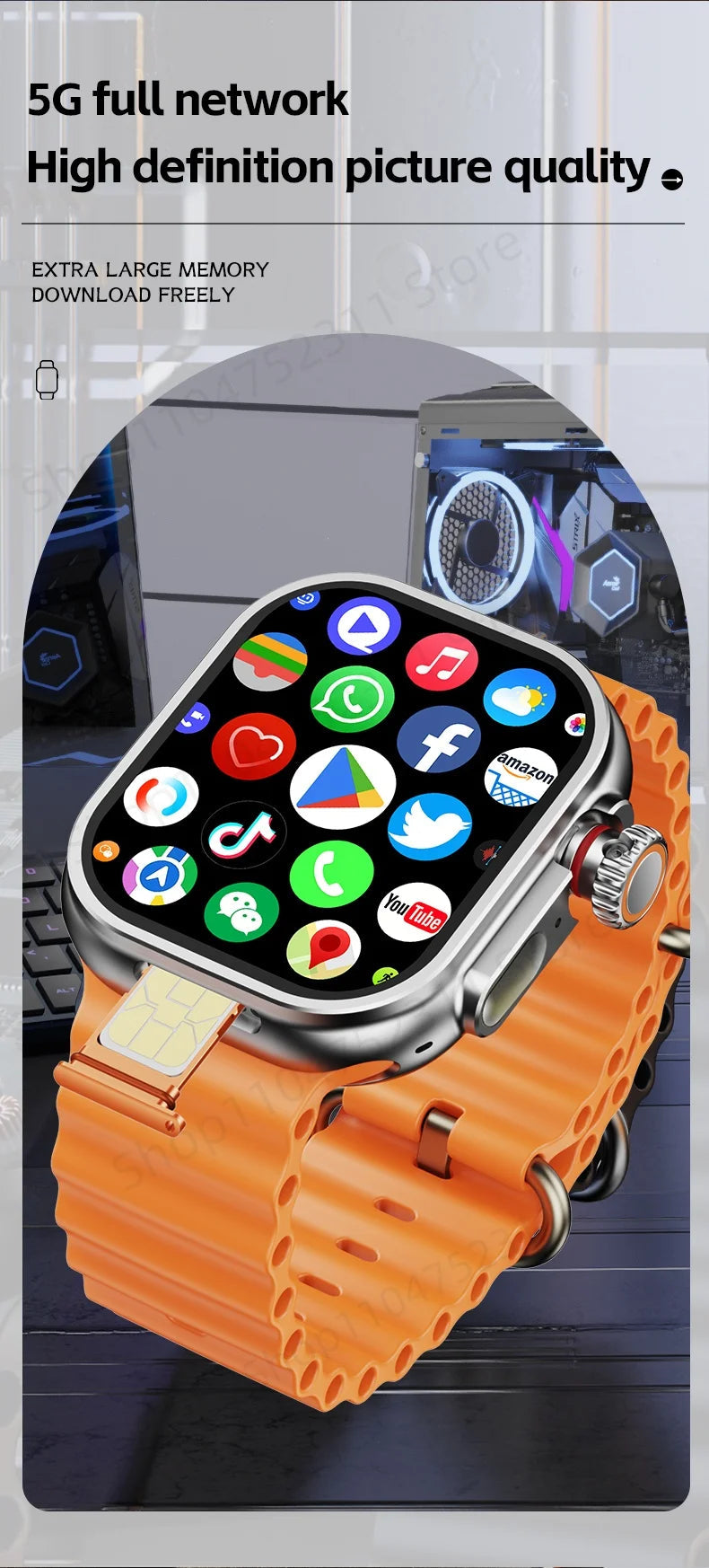 ZestBolt CD12 Smartwatch Android 12.0 5G LTE Sim Card Rotary Camera 2.26-inch Amoled 490*580 HD Screen 2080Mah Smart Watch WSJIT