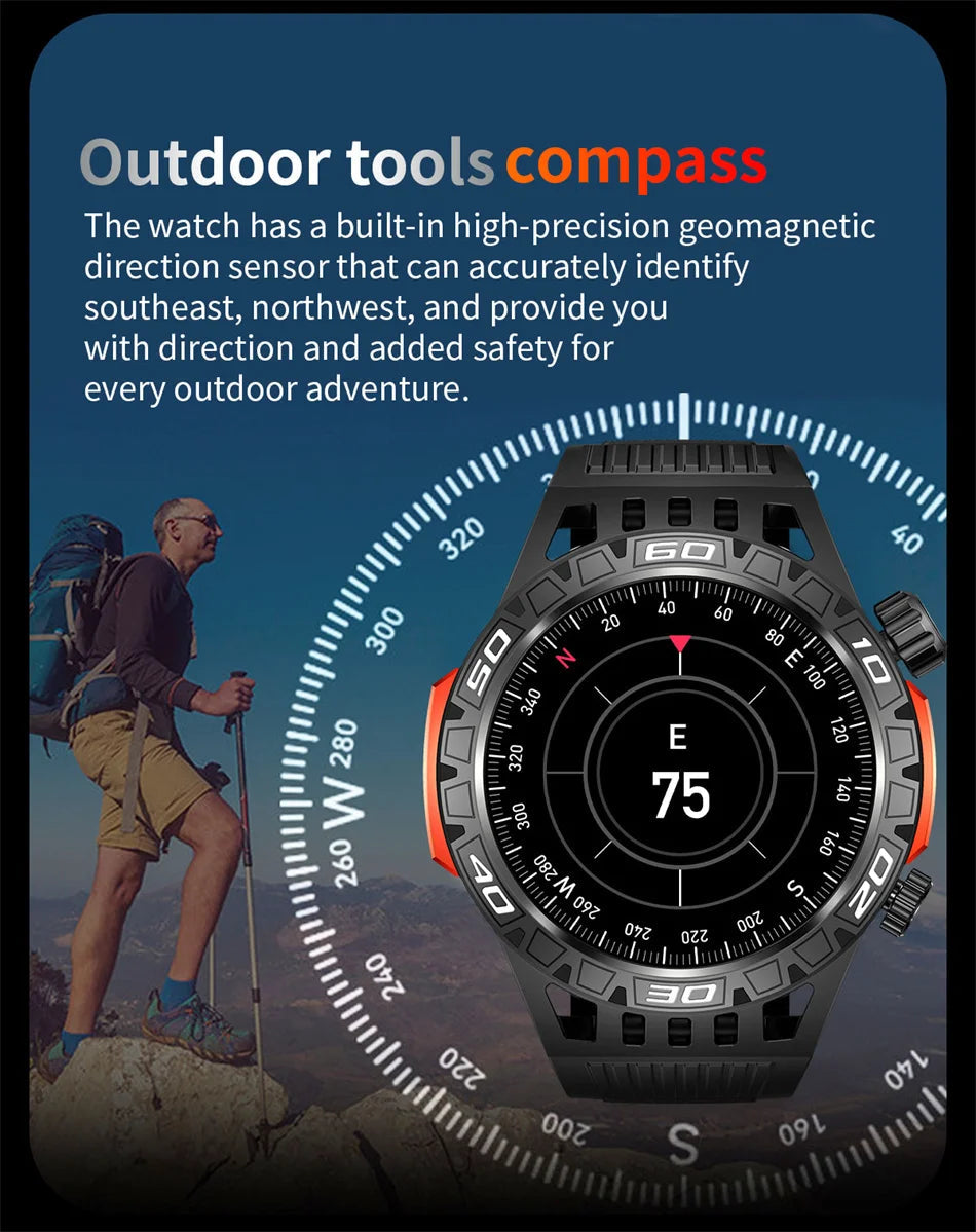 Smart Watch Men With LED Lighting Compass Sports Fitness Tracker Watch IP68 Waterproof Bluetooth Talk SmartWatch For Android IOS WSJIT