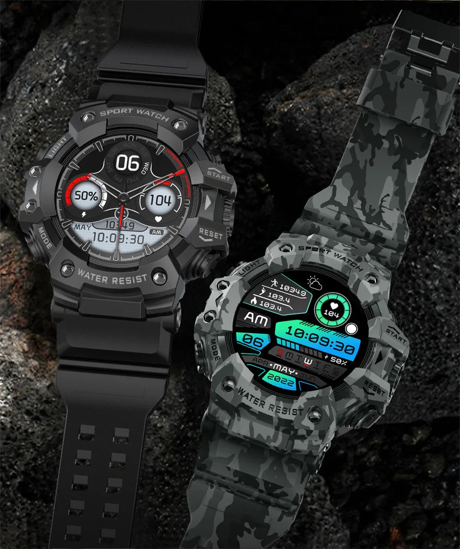 2025 Rugged Sport Smart Watch Bluetooth Calls Colorful Waterproof Military Smartwatches with Flashlight SOS COMPASS for Phone WSJIT