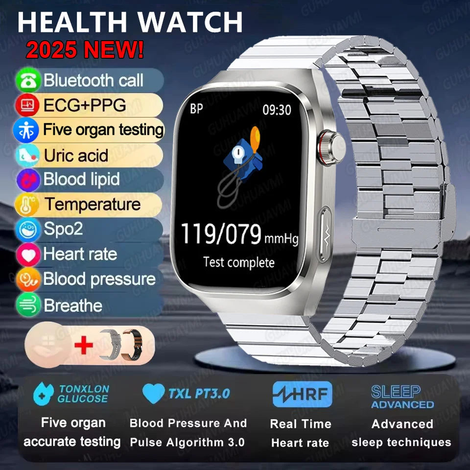 2025New Micro Physical Examination Smart Watch For Men Uric Acid Body Fat Five Organ Health Watches Bluetooth Call SmartBracelet WSJIT