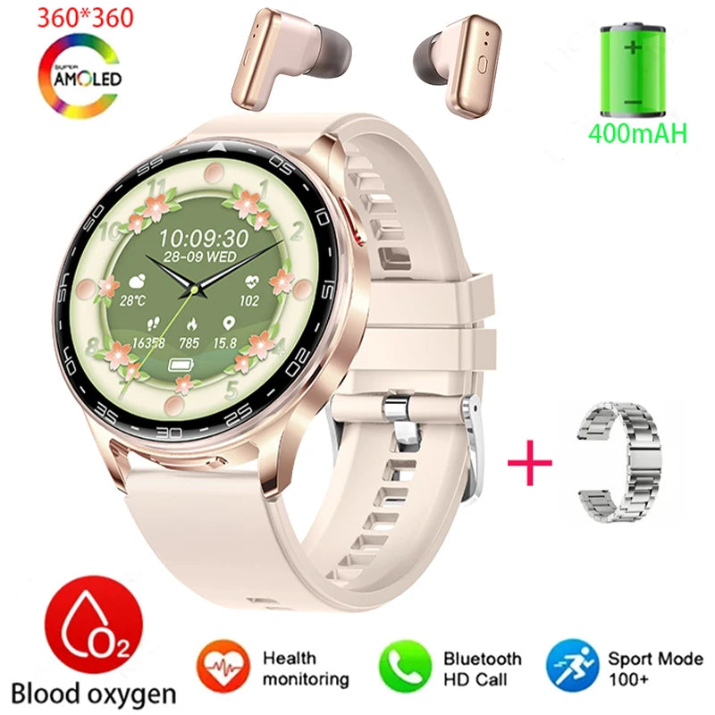 2025 New Smart Watch TWS 2-in-1 Bluetooth Earphones 1.39 inch Full Touch Screen HIFI 9D Sound Quality Sports Health Monitoring WSJIT