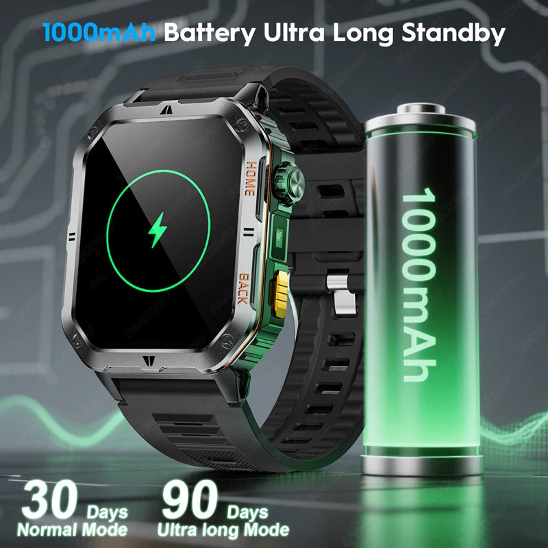 2025 New Smart Watch Men 1000mAh Ultra Large Battery 3ATM Professional Waterproof 2.01" HD Display Outdoor Sports Smartwatch Men WSJIT