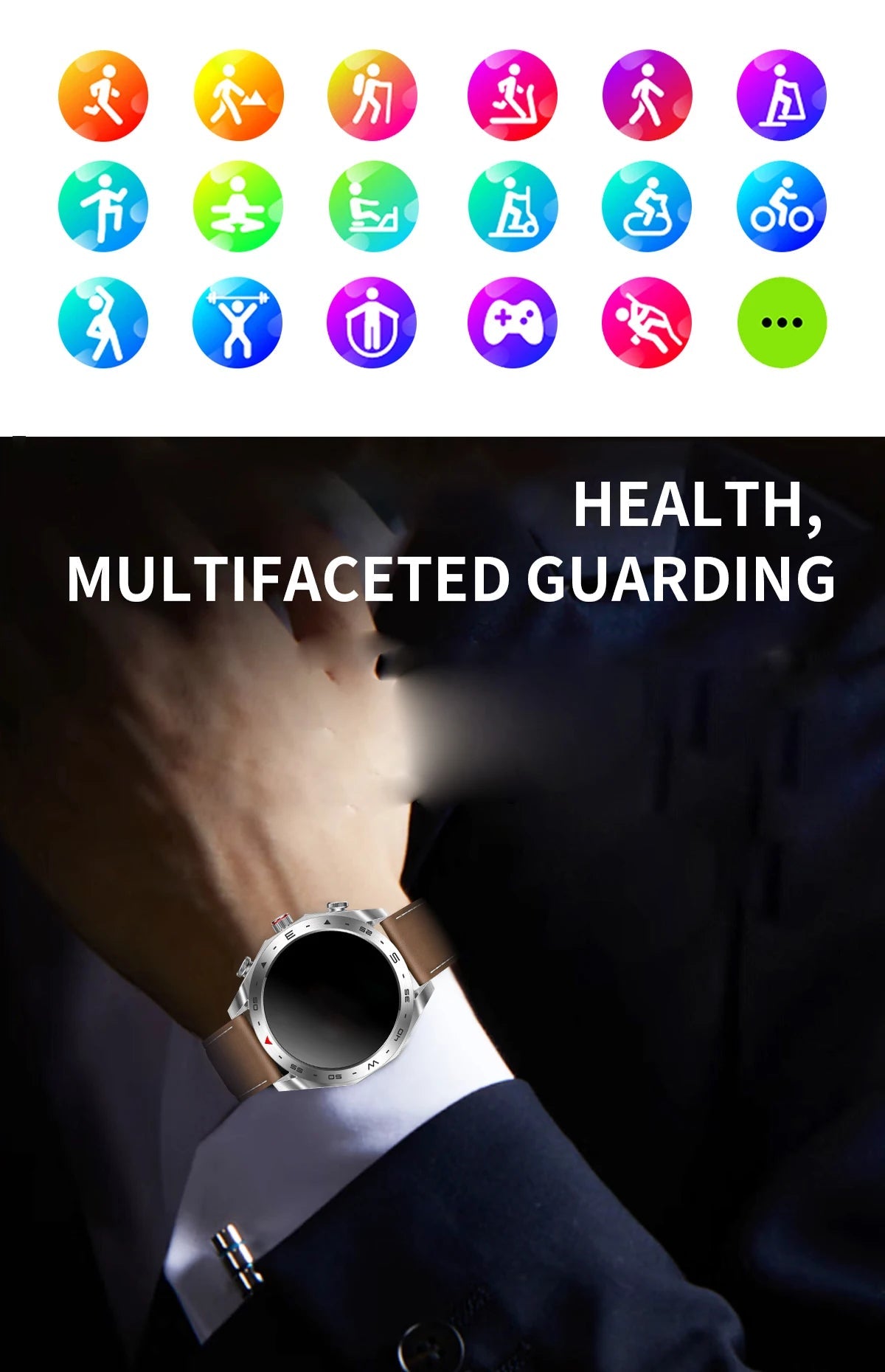 Men's super smart watch with 400mAh large battery and stainless steel body sturdy and durable with Bluetooth calling function WSJIT