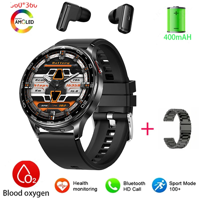 2025 New Smart Watch TWS 2-in-1 Bluetooth Earphones 1.39 inch Full Touch Screen HIFI 9D Sound Quality Sports Health Monitoring WSJIT