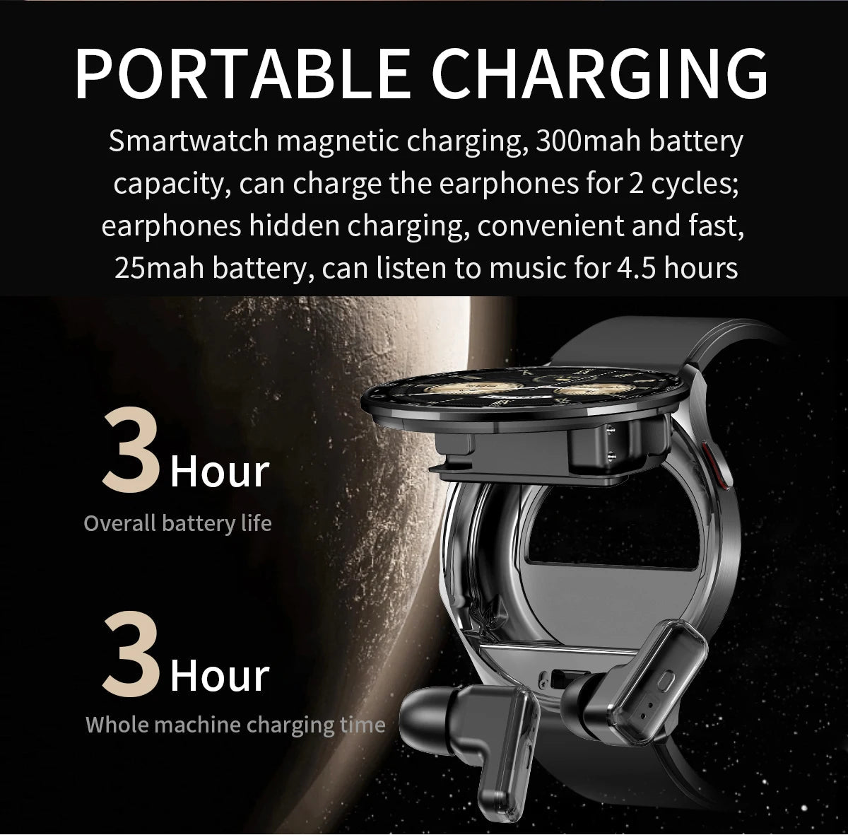 2025 New Smart Watch TWS 2-in-1 Bluetooth Earphones 1.39 inch Full Touch Screen HIFI 9D Sound Quality Sports Health Monitoring WSJIT